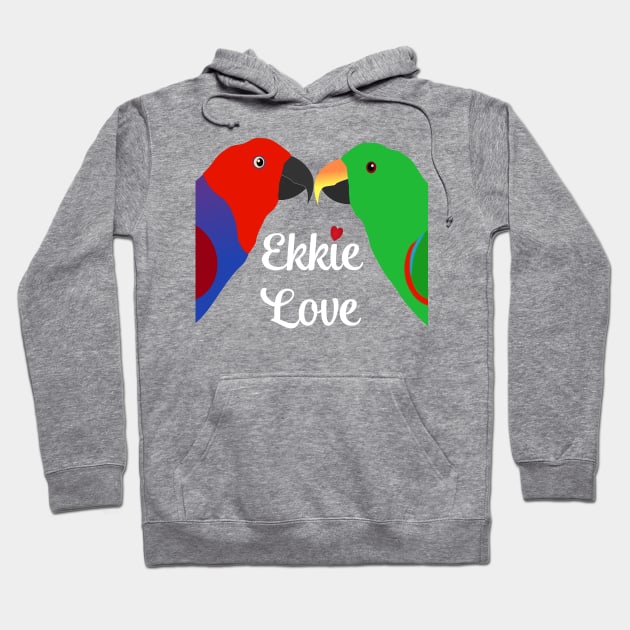 Eclectus Male Female Love Heart Hoodie by Einstein Parrot